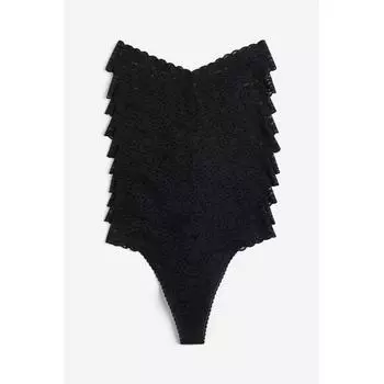 Комплект из 10 кружевных трусиков-стрингов HM, черный