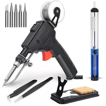 Комплект из 10 паяльников, автоматическая ручная сварочная горелка, сварочный инструмент, с 5 сварочными головками, отсос для припоя, щипцы, сварочная проволока