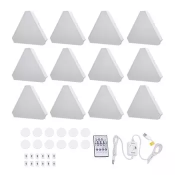 Комплект из 12 светодиодных настенных светильников RGB с Wi-Fi, синхронизацией музыки, изменением цвета, голосовым управлением через приложение, настенным светильником для комнаты