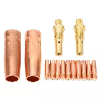 Комплект из 14 принадлежностей для сварочного пистолета, 10 электродов, 2 газовых сопла 1/2 дюйма и 2 газовых диффузора 35-50