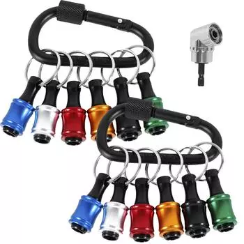 Комплект из 15 держателей бит с шестигранным хвостовиком 1/4 дюйма с угловой насадкой для сверления под углом 105°, держатель для сверл из алюминиевого сплава, брелок 3x15pcs