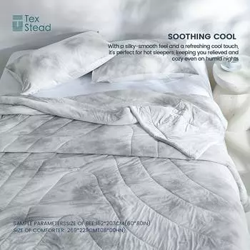 Комплект из 2/3 предметов, летнее, очень крутое, крашеное в технике тай-дай, волнистое одеяло, прохладное летнее одеяло (1*прохладное летнее одеяло + 1/2 наволочки) 173cmx229cm синий