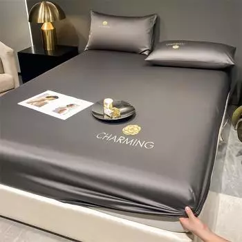 Комплект из 2/3 шт., летний дышащий крутой противоскользящий наматрасник, антибактериальный охлаждающий простынь с вышивкой и наволочкой 2pcs set 90x190cm