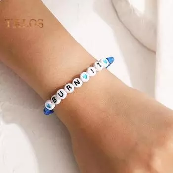 Комплект из 2 браслетов дружбы, плетеная веревка, эластичный шнур, дизайн, единство и поддержка, регулируемая прочная конструкция, многослойные ювелирные браслеты синий