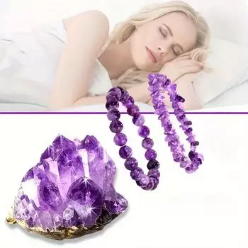 Комплект из 2 браслетов с натуральным аметистом и лечебными кристаллами, женский браслет с энергетическим камнем, праздничный подарок для девушки и мамы