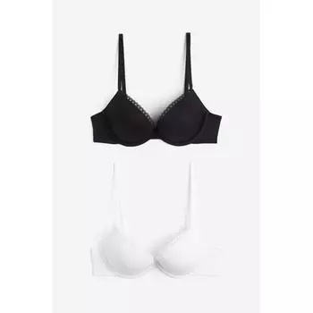 Комплект из 2 бюстгальтеров Super Push Up из микрофибры HM, черный, белый