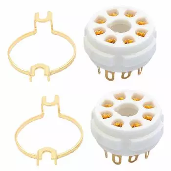 Комплект из 2-х позолоченных керамических ламповых разъемов для аудиофилов GZC8-Y-1-G