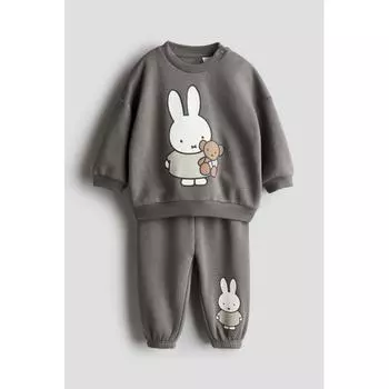 Комплект из 2-х предметов с принтом HM, темно-серый Miffy