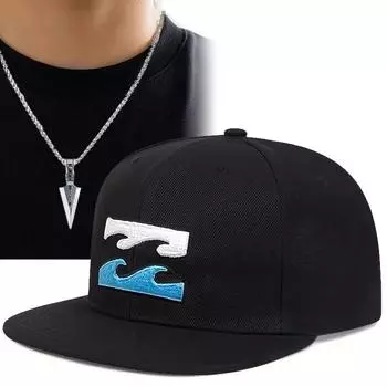 Комплект из 2-х вышитых кепок в стиле хип-хоп, бейсболок и ожерелий с подвесками, спортивная кепка с утиным язычком, мужская модная повседневная шляпа от солнца чёрный