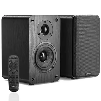 Комплект из 2 колонок для книжной полки мощностью 100 Вт, входной твитер, настольная стереоколонка для деревянных черных 2-канальных Bluetooth/USB-вход/AUX-вход/HDMI-вход/оптический