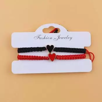 Комплект из 2 красных и черных браслетов дружбы для пары