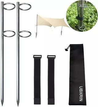 Комплект из 2 кронштейнов для крепления столбов палатки, встроенное основание, крепежные элементы, подставка для столба, крепление для столба из брезента для кемпинга, держатель для удочки, металлический держатель для одного удилища