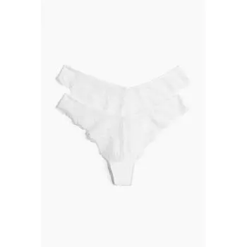 Комплект из 2 кружевных бразильских трусиков HM, белый