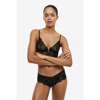 Комплект из 2 кружевных трусиков-хипстеров H&M, черный 1182933001