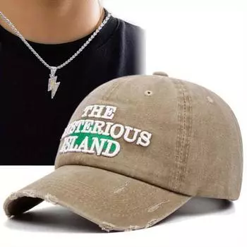 Комплект из 2 мужских бейсболок, ожерелье, вышитая спортивная бейсболка, модное маленькое ожерелье с подвеской в виде молнии, для занятий спортом на открытом воздухе, для отдыха, шляпа от солнца чёрный