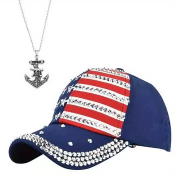 Комплект из 2 мужских бейсболок, ожерелье, модная повседневная шляпа от солнца, пара моделей, крест, кулон, ожерелье, сетка, красная спортивная шляпа для улицы белый