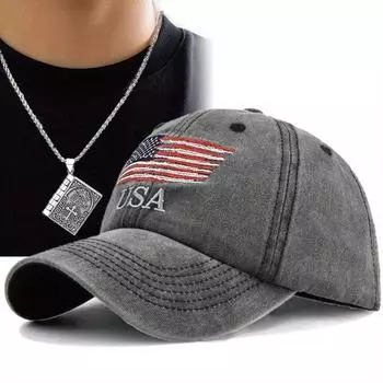 Комплект из 2 мужских бейсболок, ожерелий, кепок с вышитым язычком, солнцезащитная шляпа с подвеской в виде книги, ожерелье для занятий спортом на открытом воздухе чёрный