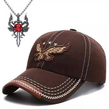 Комплект из 2 мужских бейсболок, ожерелий, спортивная вышивка, кепка с утиным язычком, двойной дракон, рубиновый крест, ожерелье, кулон, парная шляпа от солнца чёрный