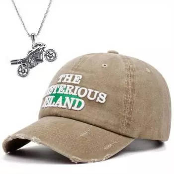 Комплект из 2 мужских бейсболок с ожерельем, вышитыми буквами Исландии, спортивной бейсболкой, модным мотоциклетным кулоном, ожерельем с солнцезащитной сеткой, красной защитой от солнца чёрный