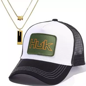 Комплект из 2 мужских бейсболок с ожерельем и принтом в виде утиного язычка, сетчатая кепка с двойным слоем кулона, модная повседневная кепка для дальнобойщика, солнцезащитная кепка чёрный