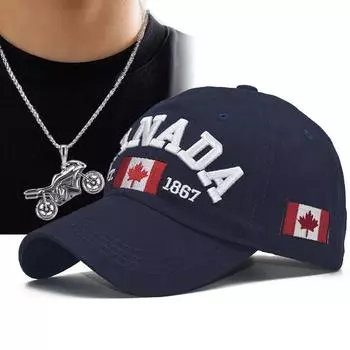 Комплект из 2 мужских бейсболок с вышитыми буквами, бейсболка с баской из хлопка и сеткой, ожерелье с подвеской в виде мотоцикла, модная повседневная шляпа от солнца чёрный