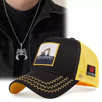 Комплект из 2 мужских вышитых бейсболок с подвеской в виде скорпиона, универсальная шляпа от солнца, кепка с утиным язычком, модная повседневная шляпа для пар чёрный