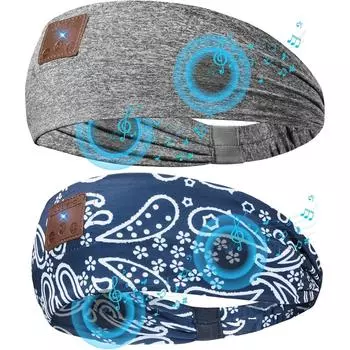 Комплект из 2 наушников для сна с оголовьем Bluetooth 5.4 и ультратонкими динамиками. Беспроводные наушники с оголовьем для сна на боку, бега, бессонницы и путешествий. Black Grey