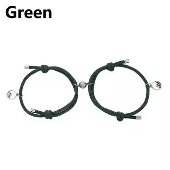Комплект из 2 парных браслетов, плетеных из веревки, подходящих ювелирных изделий, дружба, магнитный браслет ручной работы для измерения расстояния