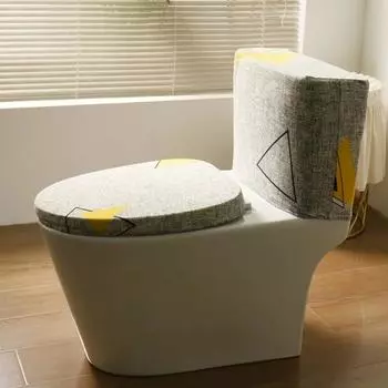 Комплект из 2 предметов: эластичная крышка для унитаза и крышка для бачка унитаза, мягкий чехол для унитаза, универсальная моющаяся подушка для дома и отеля