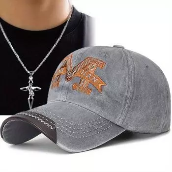 Комплект из 2 предметов: бейсболка для мужчин и женщин, ожерелье с подвеской в виде сотни крестов, вышитая модная спортивная шляпа от солнца для пары чёрный