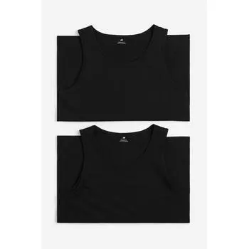 Комплект из 2 предметов без рукавов HM Regular Fit, черный S