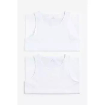 Комплект из 2 предметов без рукавов HM Regular Fit, белый XS