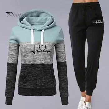 Комплект из 2 предметов: брюки с капюшоном, осенне-зимний комплект, цветные накладные карманы, завязка на резинке, пояс на щиколотке, женский спортивный костюм 3XL красный