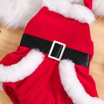 Комплект из 2 предметов для маленьких девочек, рождественский комбинезон контрастных цветов с воротником-халтер и повязкой на голову, милая модная одежда 3-6 Months красный