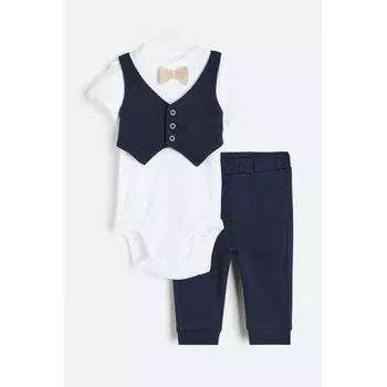 Комплект из 2 предметов HM Cotton, белый, темно-синий