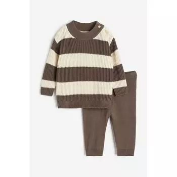 Комплект из 2 предметов HM Knit в коричневую полоску
