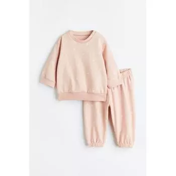 Комплект из 2 предметов HM Sweat Светло-розовый с маленьким цветком