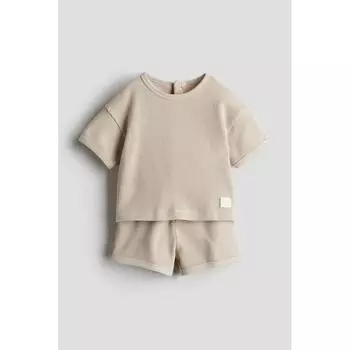 Комплект из 2 предметов HM Waffle Cotton, светло-бежевый