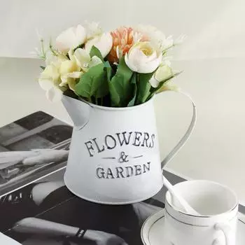 Комплект из 2 предметов: искусственный букет и белая ваза в скандинавском стиле из железа для украшения гостиной