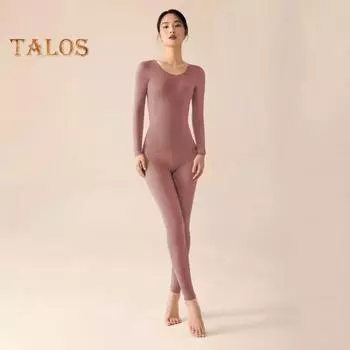 Комплект из 2 предметов/комплект, зимний унисекс, термобелье, круглый вырез, бесшовный, длинный рукав, теплый, толстый, плюшевый, облегающий, эластичный, для холодной погоды, пижамный комплект, домашняя одежда L