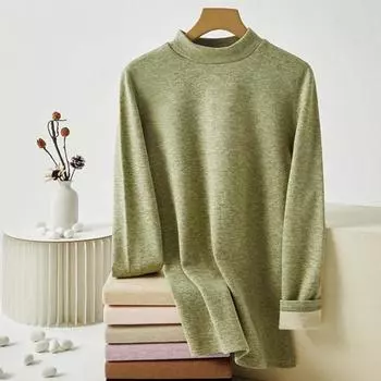 Комплект из 2 предметов/комплект, зимний женский термобелье, бесшовный, с полувысоким воротником и длинным рукавом, теплый, облегающий, эластичный, для холодной погоды M