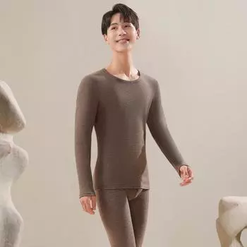 Комплект из 2 предметов/комплект, зимняя термоодежда, круглый вырез, бесшовный, длинный рукав, теплая, толстая, плюшевая, облегающая, эластичная, женская, для холодной погоды, пижамный комплект, домашняя одежда L темно-синий