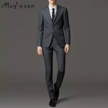 Комплект из 2 предметов: куртка + брюки, мужская одежда, стильный деловой костюм, мужской костюм, деловой офисный свадебный костюм, костюмы и блейзеры XS чёрный