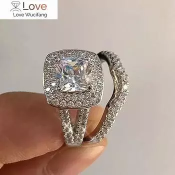 Комплект из 2 предметов, модное нежное обручальное кольцо для женщин, ослепительные циркониевые свадебные аксессуары, великолепные ювелирные изделия для церемонии помолвки 8