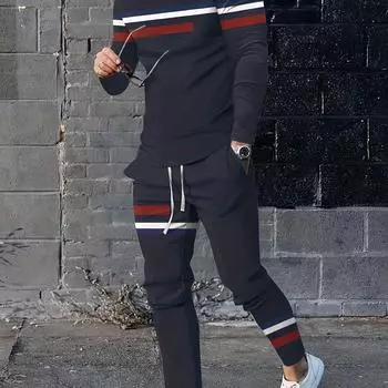 Комплект из 2 предметов мужской повседневной моды: футболка на шнурке, летняя длинная футболка, брюки, мужская повседневная спортивная одежда S