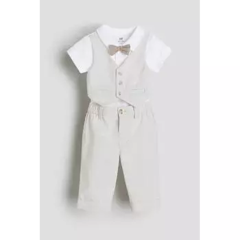 Комплект из 2 предметов одежды HM Dressy для малышей, светло-бежевая полоска
