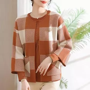 Комплект из 2 предметов: осенне-зимний женский трикотажный топ, большой размер, вязаный кардиган, пуловер, свитер, комплект из двух предметов, открытый кардиган, куртка, вязаный свитер, наряды M фиолетовый