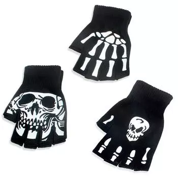 Комплект из 2 предметов, перчатки для верховой езды на Хэллоуин, когти призрака, перчатки для взрослых с полупальцами, светящиеся в темноте