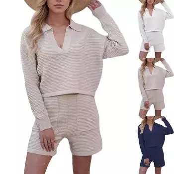 Комплект из 2 предметов Пижама для женщин Карманы Футболка Топы и штаны Повседневный комплект M