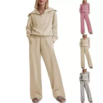 Комплект из 2 предметов: пижамы для женщин, топы, футболка и длинные брюки, повседневный комплект M